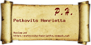 Petkovits Henrietta névjegykártya