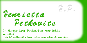 henrietta petkovits business card